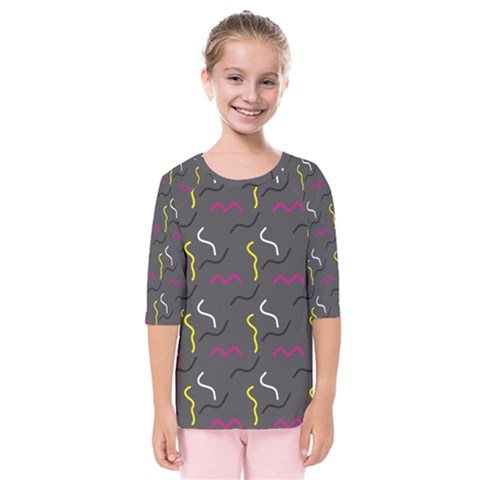 Gray Pattern Kids  Quarter Sleeve Raglan Tee by Saptagram