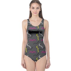 Gray Pattern One Piece Swimsuit