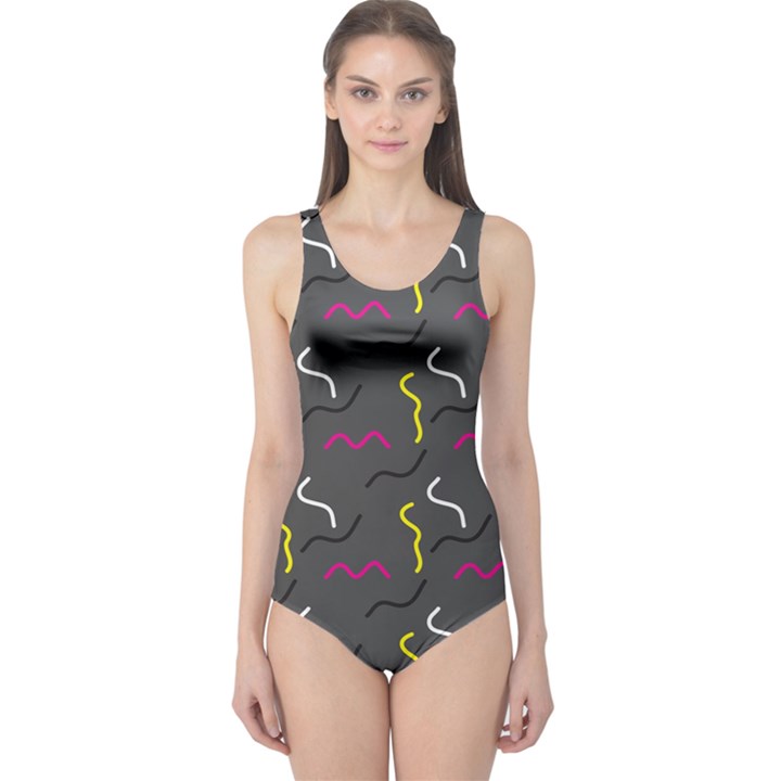 Gray pattern One Piece Swimsuit