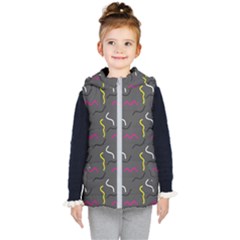 Gray Pattern Kids  Hooded Puffer Vest by Saptagram