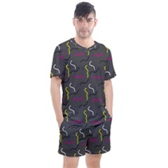 Gray Pattern Men s Mesh Tee And Shorts Set