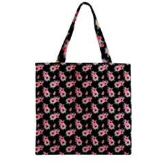 Floral Print Zipper Grocery Tote Bag