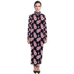 Floral Print Turtleneck Maxi Dress by Saptagram