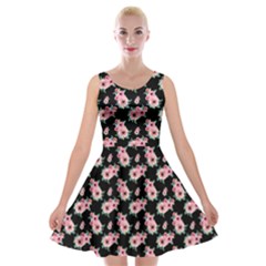 Floral Print Velvet Skater Dress