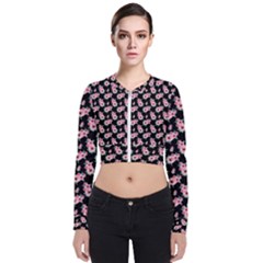 Floral Print Long Sleeve Zip Up Bomber Jacket by Saptagram