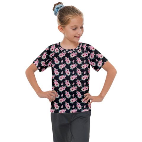 Floral Print Kids  Mesh Piece Tee by Saptagram