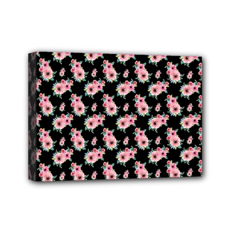 Floral Print Mini Canvas 7  X 5  (stretched)