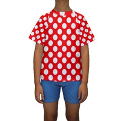 Large White Polka Dots Pattern, Retro Style, Pinup Pattern Kids  Short Sleeve Swimwear by Casemiro