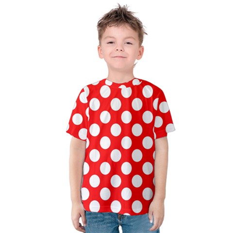 Large White Polka Dots Pattern, Retro Style, Pinup Pattern Kids  Cotton Tee by Casemiro