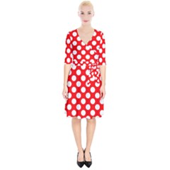 Large White Polka Dots Pattern, Retro Style, Pinup Pattern Wrap Up Cocktail Dress by Casemiro