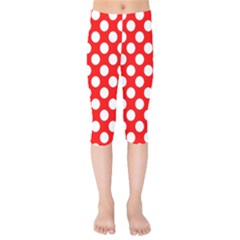 Large White Polka Dots Pattern, Retro Style, Pinup Pattern Kids  Capri Leggings  by Casemiro