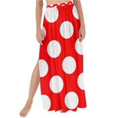 Large White Polka Dots Pattern, Retro Style, Pinup Pattern Maxi Chiffon Tie-up Sarong by Casemiro