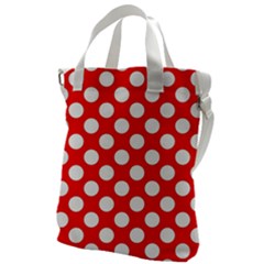 Large White Polka Dots Pattern, Retro Style, Pinup Pattern Canvas Messenger Bag by Casemiro