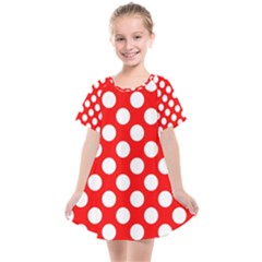 Large White Polka Dots Pattern, Retro Style, Pinup Pattern Kids  Smock Dress by Casemiro