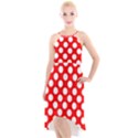 Large white polka dots pattern, retro style, pinup pattern High-Low Halter Chiffon Dress  View1