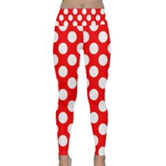 Large White Polka Dots Pattern, Retro Style, Pinup Pattern Lightweight Velour Classic Yoga Leggings by Casemiro