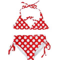 Large White Polka Dots Pattern, Retro Style, Pinup Pattern Kids  Classic Bikini Set by Casemiro