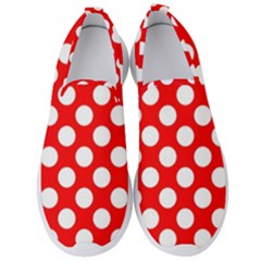 Large White Polka Dots Pattern, Retro Style, Pinup Pattern Men s Slip On Sneakers by Casemiro