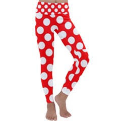 Large White Polka Dots Pattern, Retro Style, Pinup Pattern Kids  Lightweight Velour Classic Yoga Leggings by Casemiro