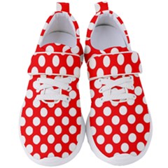 Large White Polka Dots Pattern, Retro Style, Pinup Pattern Women s Velcro Strap Shoes by Casemiro