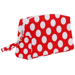 Large White Polka Dots Pattern, Retro Style, Pinup Pattern Wristlet Pouch Bag (large) by Casemiro