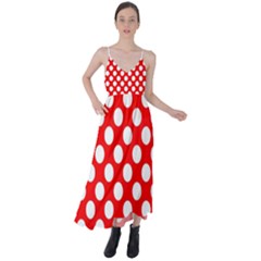 Large White Polka Dots Pattern, Retro Style, Pinup Pattern Tie Back Maxi Dress by Casemiro