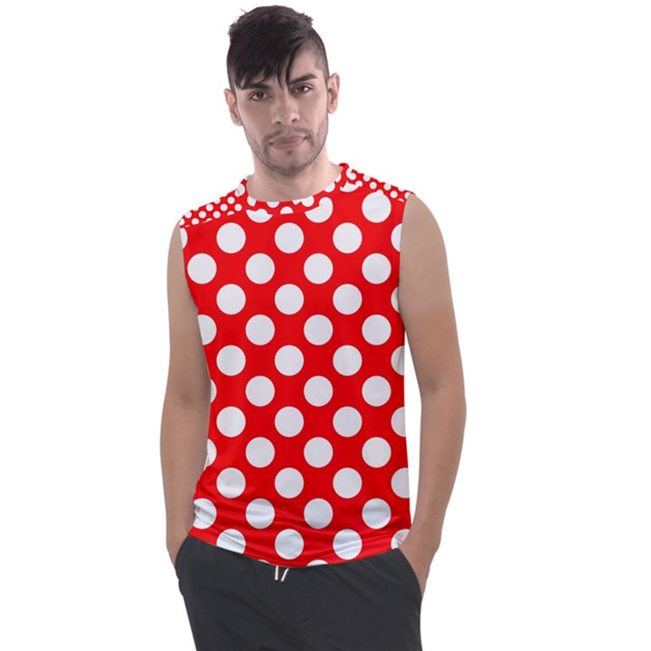 Large white polka dots pattern, retro style, pinup pattern Men s Regular Tank Top