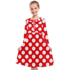 Large White Polka Dots Pattern, Retro Style, Pinup Pattern Kids  Midi Sailor Dress by Casemiro