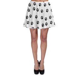 Dog Paws Pattern, Black And White Vector Illustration, Animal Love Theme Skater Skirt by Casemiro