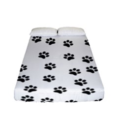 Dog Paws Pattern, Black And White Vector Illustration, Animal Love Theme Fitted Sheet (full/ Double Size) by Casemiro