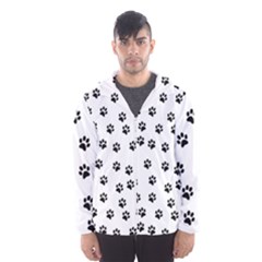 Dog Paws Pattern, Black And White Vector Illustration, Animal Love Theme Men s Hooded Windbreaker by Casemiro