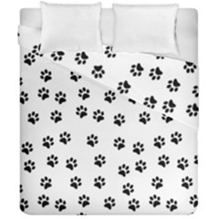 Dog Paws Pattern, Black And White Vector Illustration, Animal Love Theme Duvet Cover Double Side (california King Size) by Casemiro