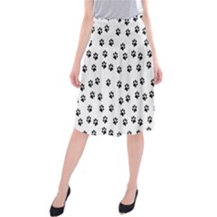 Dog Paws Pattern, Black And White Vector Illustration, Animal Love Theme Midi Beach Skirt by Casemiro