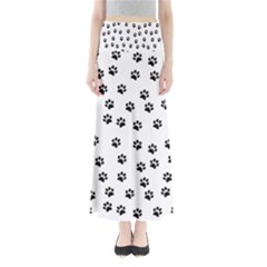 Dog Paws Pattern, Black And White Vector Illustration, Animal Love Theme Full Length Maxi Skirt by Casemiro