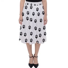 Dog Paws Pattern, Black And White Vector Illustration, Animal Love Theme Classic Midi Skirt by Casemiro