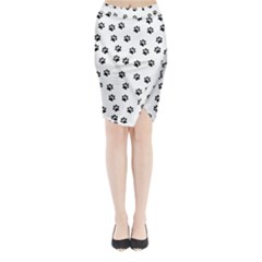 Dog Paws Pattern, Black And White Vector Illustration, Animal Love Theme Midi Wrap Pencil Skirt by Casemiro