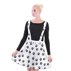 Dog Paws Pattern, Black And White Vector Illustration, Animal Love Theme Suspender Skater Skirt by Casemiro