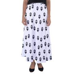 Dog Paws Pattern, Black And White Vector Illustration, Animal Love Theme Flared Maxi Skirt by Casemiro