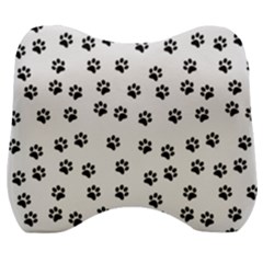 Dog Paws Pattern, Black And White Vector Illustration, Animal Love Theme Velour Head Support Cushion by Casemiro