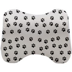 Dog Paws Pattern, Black And White Vector Illustration, Animal Love Theme Head Support Cushion by Casemiro