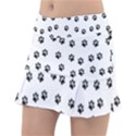 Dog paws pattern, black and white vector illustration, animal love theme Tennis Skorts View1