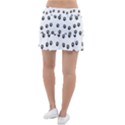 Dog paws pattern, black and white vector illustration, animal love theme Tennis Skorts View2