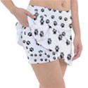 Dog paws pattern, black and white vector illustration, animal love theme Tennis Skorts View3