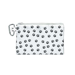 Dog Paws Pattern, Black And White Vector Illustration, Animal Love Theme Canvas Cosmetic Bag (small) by Casemiro