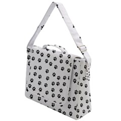 Dog Paws Pattern, Black And White Vector Illustration, Animal Love Theme Box Up Messenger Bag