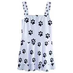 Dog Paws Pattern, Black And White Vector Illustration, Animal Love Theme Kids  Layered Skirt Swimsuit by Casemiro