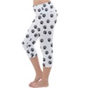 Dog paws pattern, black and white vector illustration, animal love theme Lightweight Velour Capri Yoga Leggings View2