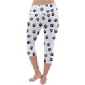 Dog paws pattern, black and white vector illustration, animal love theme Lightweight Velour Capri Yoga Leggings View4