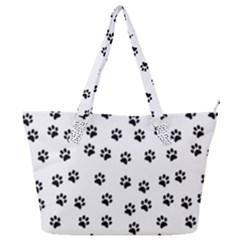 Dog Paws Pattern, Black And White Vector Illustration, Animal Love Theme Full Print Shoulder Bag by Casemiro