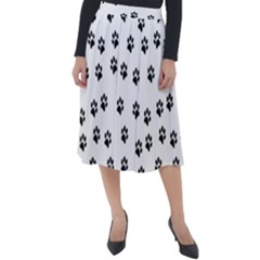 Dog Paws Pattern, Black And White Vector Illustration, Animal Love Theme Classic Velour Midi Skirt  by Casemiro